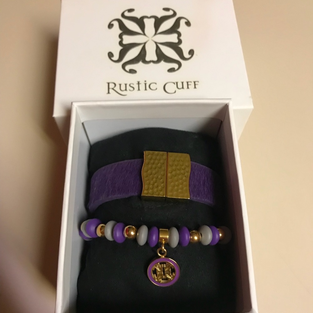 PURPLE &GOLD Rustic Cuff Bracelets